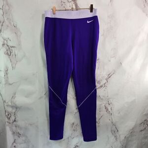 Nike Leggings Womens Large Purple Fleece Lined Thermal Pro Winter High Rise